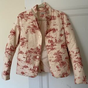Cream and red toile down blazer